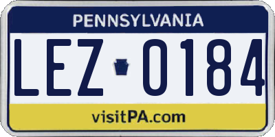 PA license plate LEZ0184