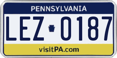 PA license plate LEZ0187