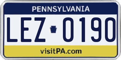 PA license plate LEZ0190