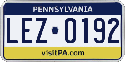 PA license plate LEZ0192