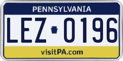 PA license plate LEZ0196