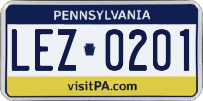 PA license plate LEZ0201