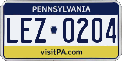 PA license plate LEZ0204