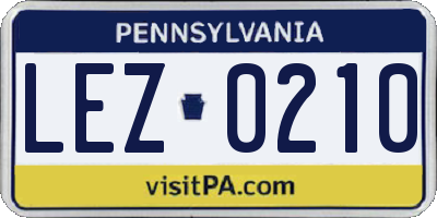 PA license plate LEZ0210