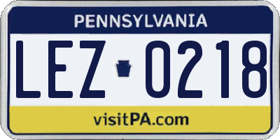 PA license plate LEZ0218