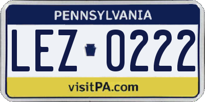 PA license plate LEZ0222