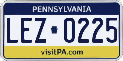 PA license plate LEZ0225