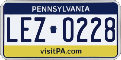 PA license plate LEZ0228