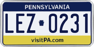PA license plate LEZ0231