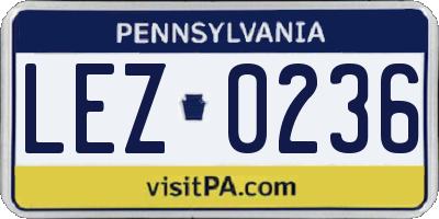 PA license plate LEZ0236