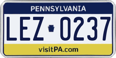 PA license plate LEZ0237