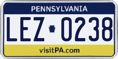 PA license plate LEZ0238
