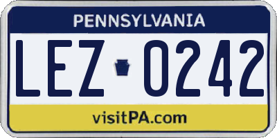 PA license plate LEZ0242