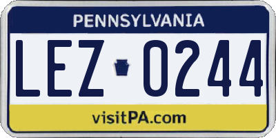PA license plate LEZ0244