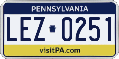 PA license plate LEZ0251