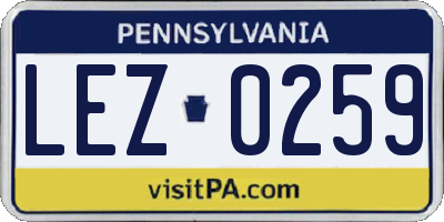 PA license plate LEZ0259