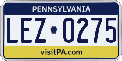 PA license plate LEZ0275