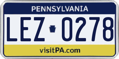 PA license plate LEZ0278