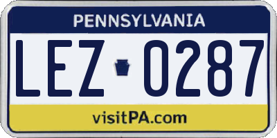PA license plate LEZ0287