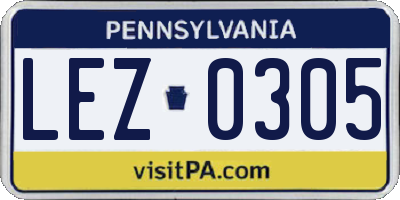 PA license plate LEZ0305