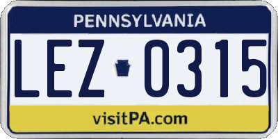 PA license plate LEZ0315
