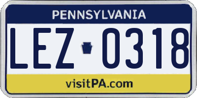 PA license plate LEZ0318