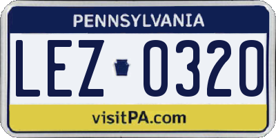 PA license plate LEZ0320