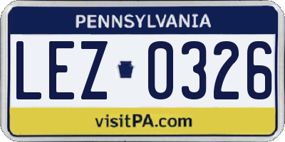 PA license plate LEZ0326
