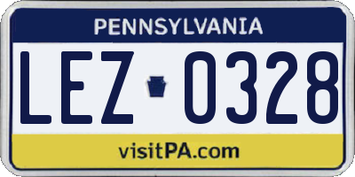 PA license plate LEZ0328