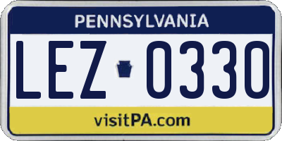 PA license plate LEZ0330