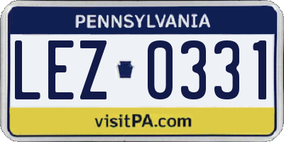 PA license plate LEZ0331