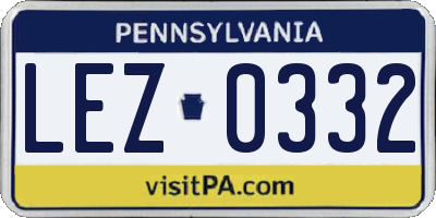 PA license plate LEZ0332
