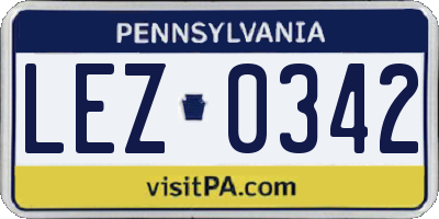 PA license plate LEZ0342