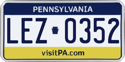 PA license plate LEZ0352