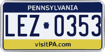 PA license plate LEZ0353