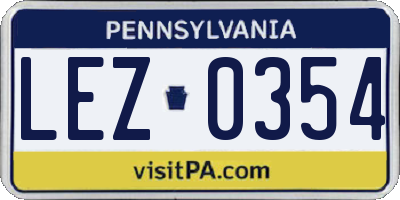 PA license plate LEZ0354