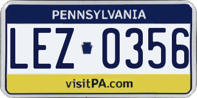 PA license plate LEZ0356