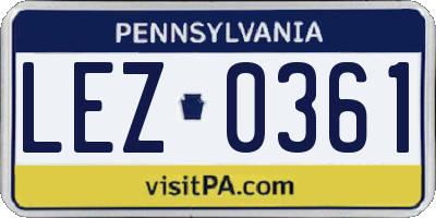 PA license plate LEZ0361