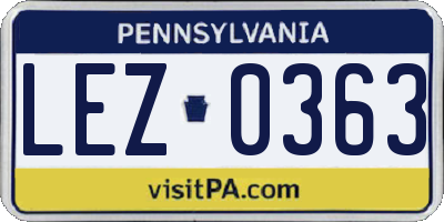 PA license plate LEZ0363