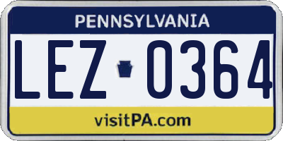 PA license plate LEZ0364