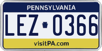 PA license plate LEZ0366