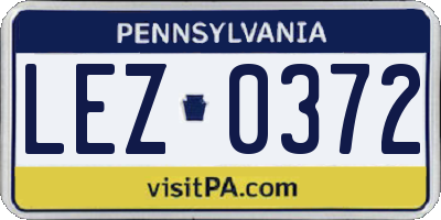 PA license plate LEZ0372