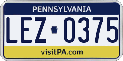 PA license plate LEZ0375