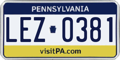 PA license plate LEZ0381