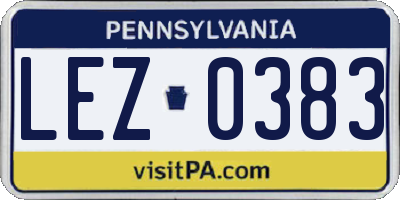 PA license plate LEZ0383