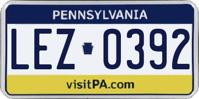 PA license plate LEZ0392