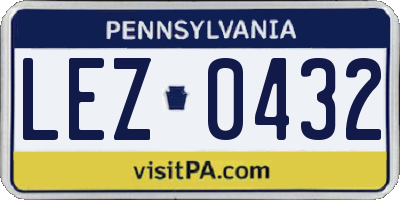 PA license plate LEZ0432