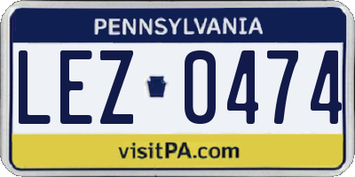 PA license plate LEZ0474