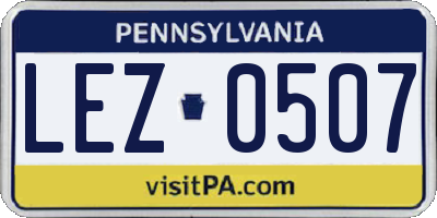 PA license plate LEZ0507