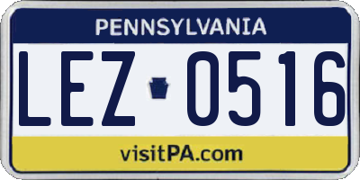 PA license plate LEZ0516